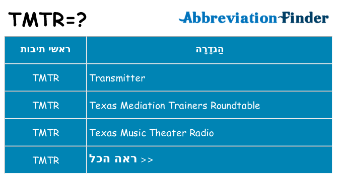 מה הפירוש tmtr