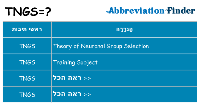 מה הפירוש tngs