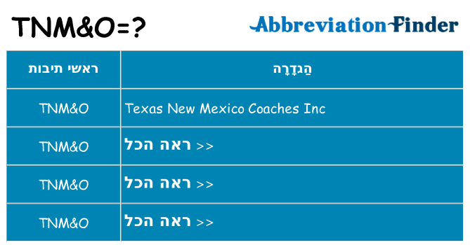 מה הפירוש tnmo