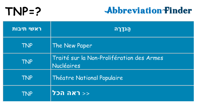 מה הפירוש tnp