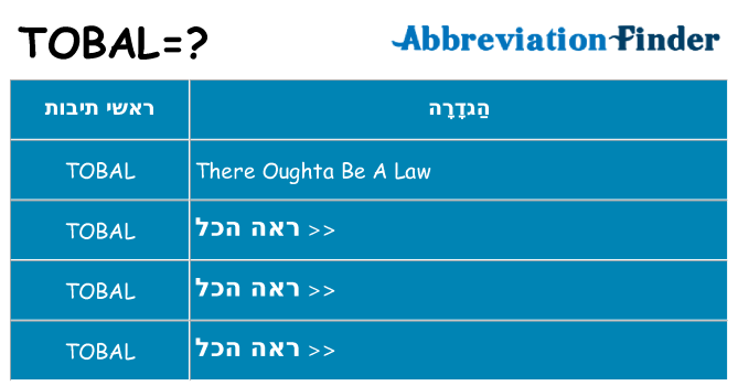מה הפירוש tobal