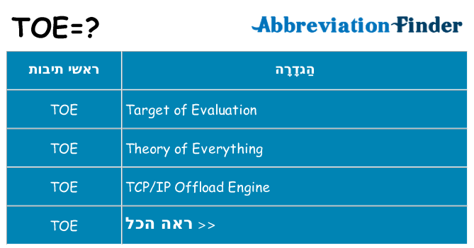 מה הפירוש toe