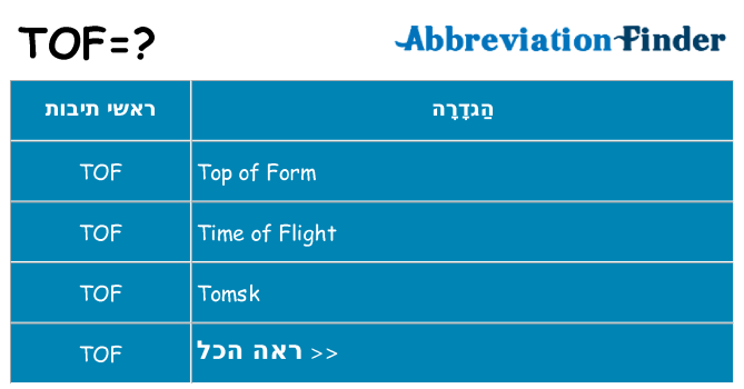 מה הפירוש tof