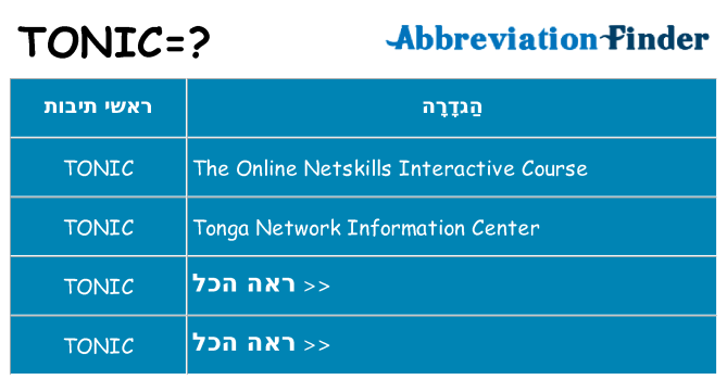 מה הפירוש tonic