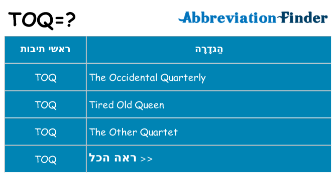 מה הפירוש toq
