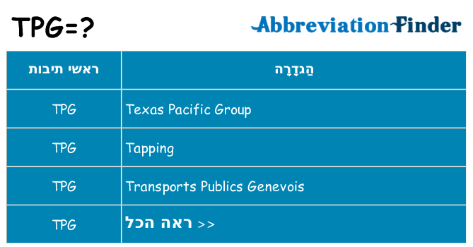 מה הפירוש tpg