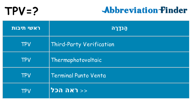 מה הפירוש tpv