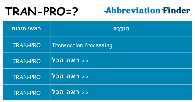 מה הפירוש tran-pro