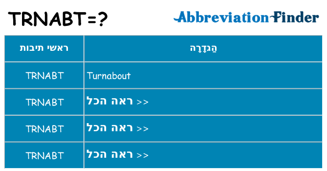 מה הפירוש trnabt