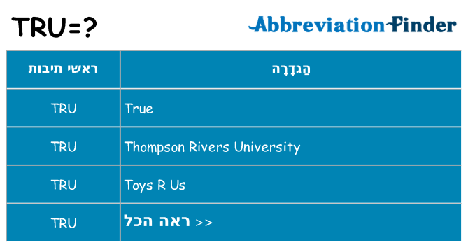 מה הפירוש tru
