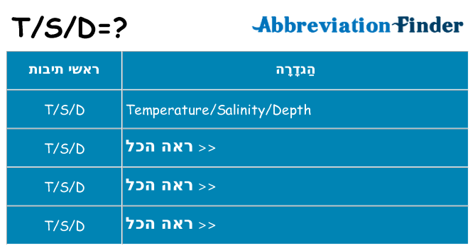 מה הפירוש tsd