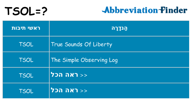 מה הפירוש tsol