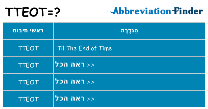 מה הפירוש tteot
