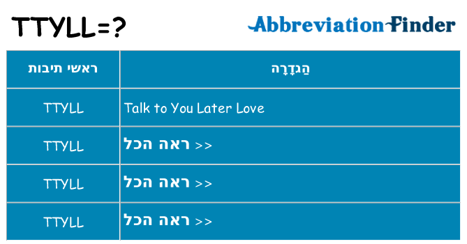 מה הפירוש ttyll
