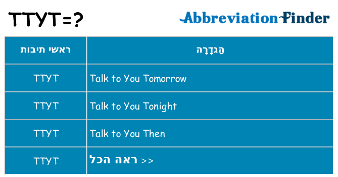 מה הפירוש ttyt