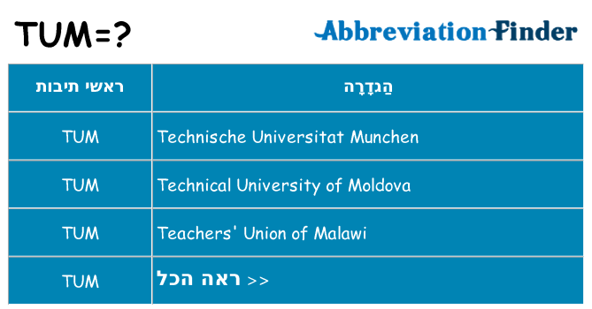 מה הפירוש tum