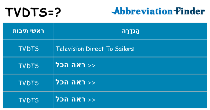 מה הפירוש tvdts