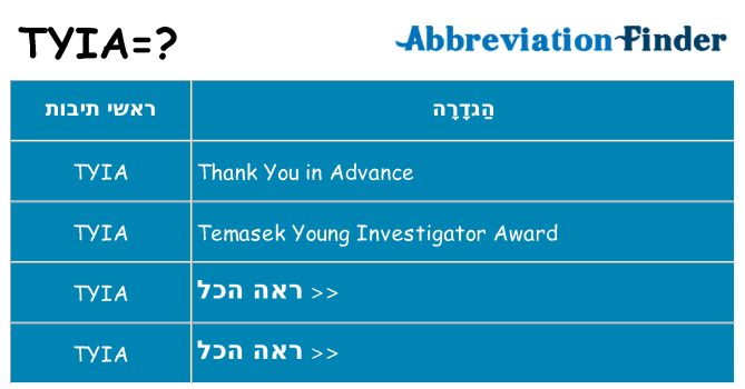 מה הפירוש tyia