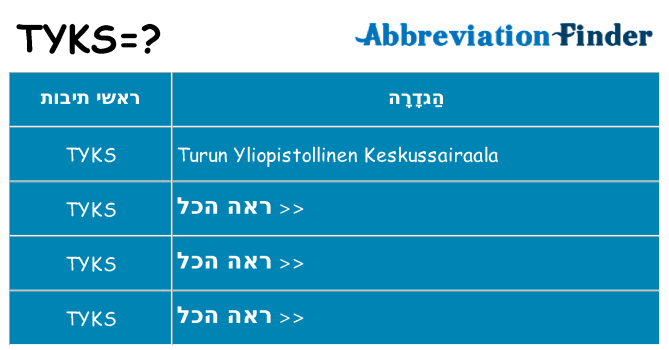 מה הפירוש tyks
