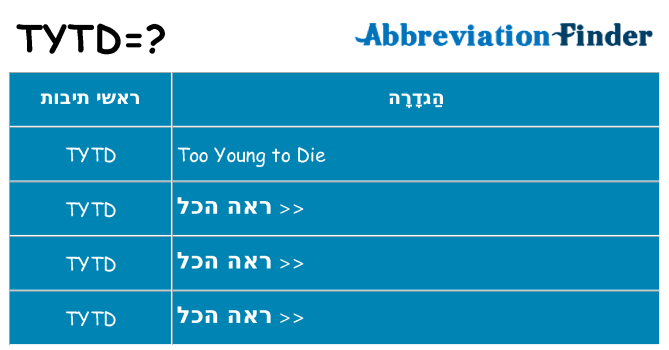 מה הפירוש tytd
