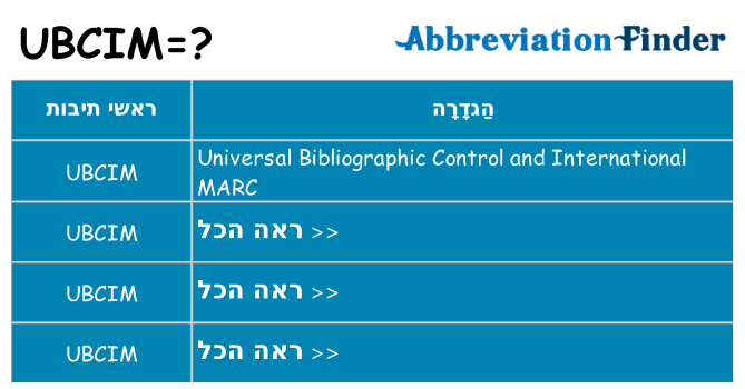 מה הפירוש ubcim