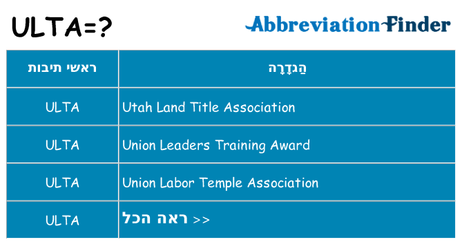 מה הפירוש ulta