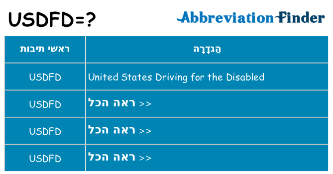 מה הפירוש usdfd