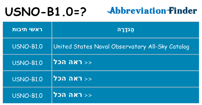מה הפירוש usno-b1-0