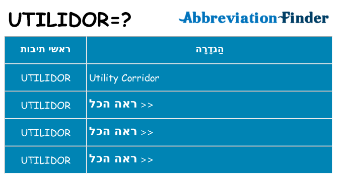 מה הפירוש utilidor