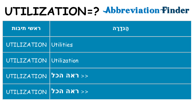 מה הפירוש utilization