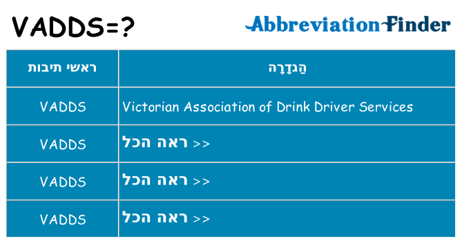 מה הפירוש vadds