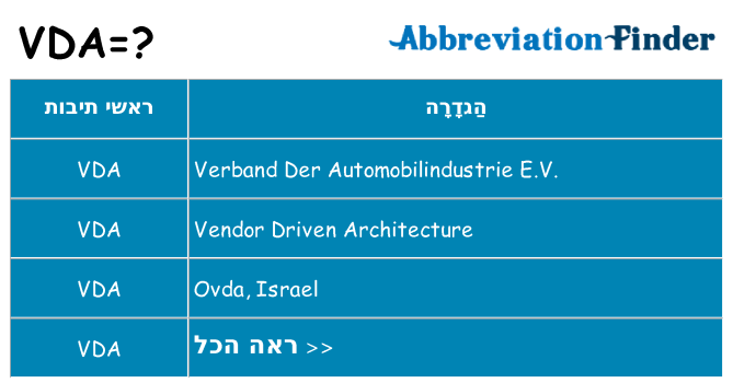 מה הפירוש vda