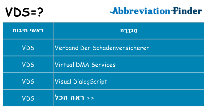 מה הפירוש vds