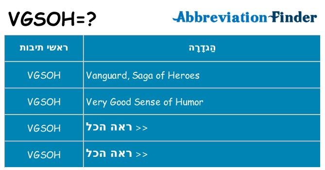 מה הפירוש vgsoh