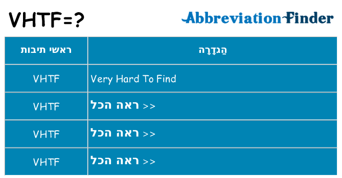 מה הפירוש vhtf