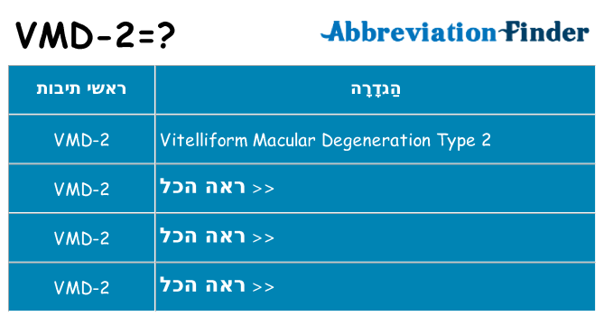 מה הפירוש vmd-2