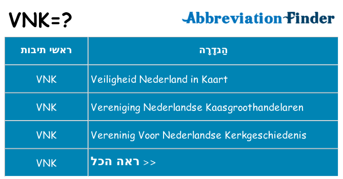 מה הפירוש vnk