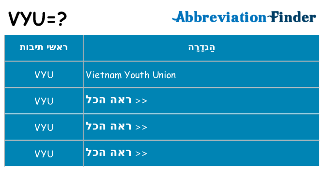 מה הפירוש vyu