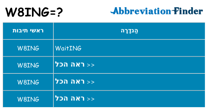 מה הפירוש w8ing