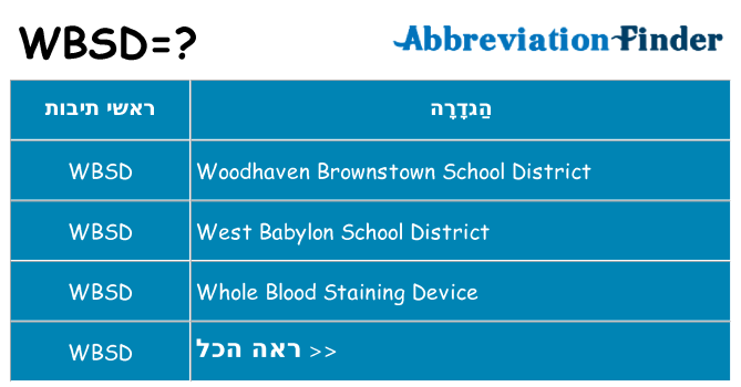 מה הפירוש wbsd