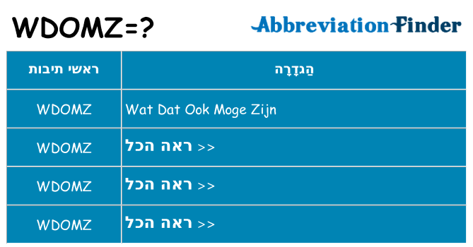 מה הפירוש wdomz