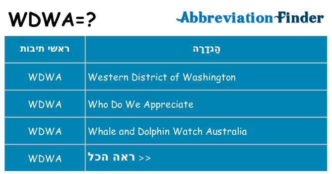 מה הפירוש wdwa