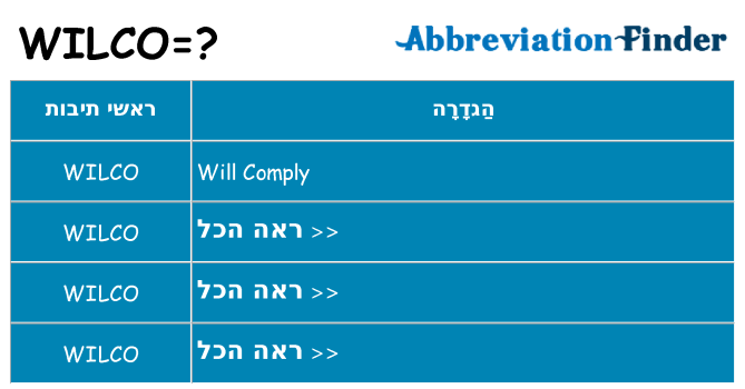 מה הפירוש wilco