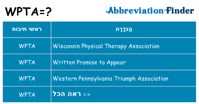 מה הפירוש wpta