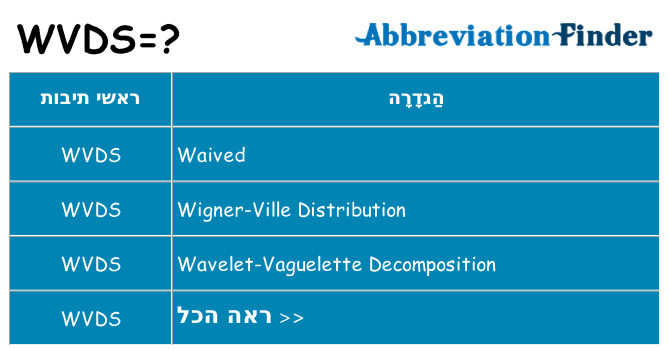 מה הפירוש wvds