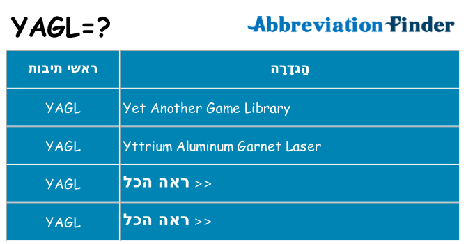 מה הפירוש yagl