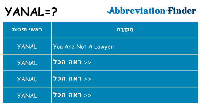 מה הפירוש yanal