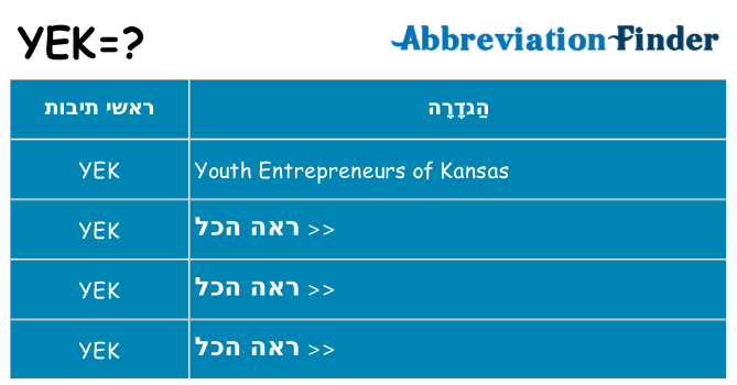 מה הפירוש yek