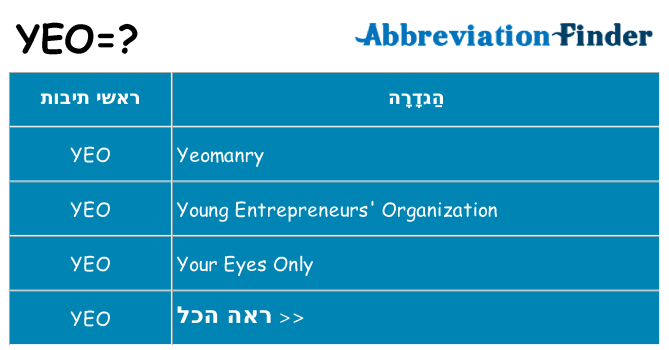 מה הפירוש yeo