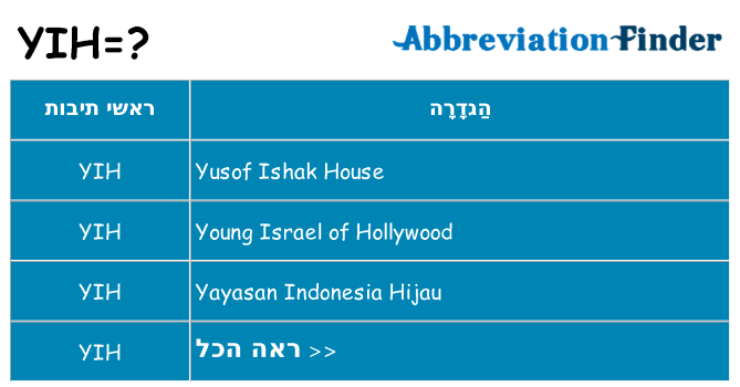מה הפירוש yih